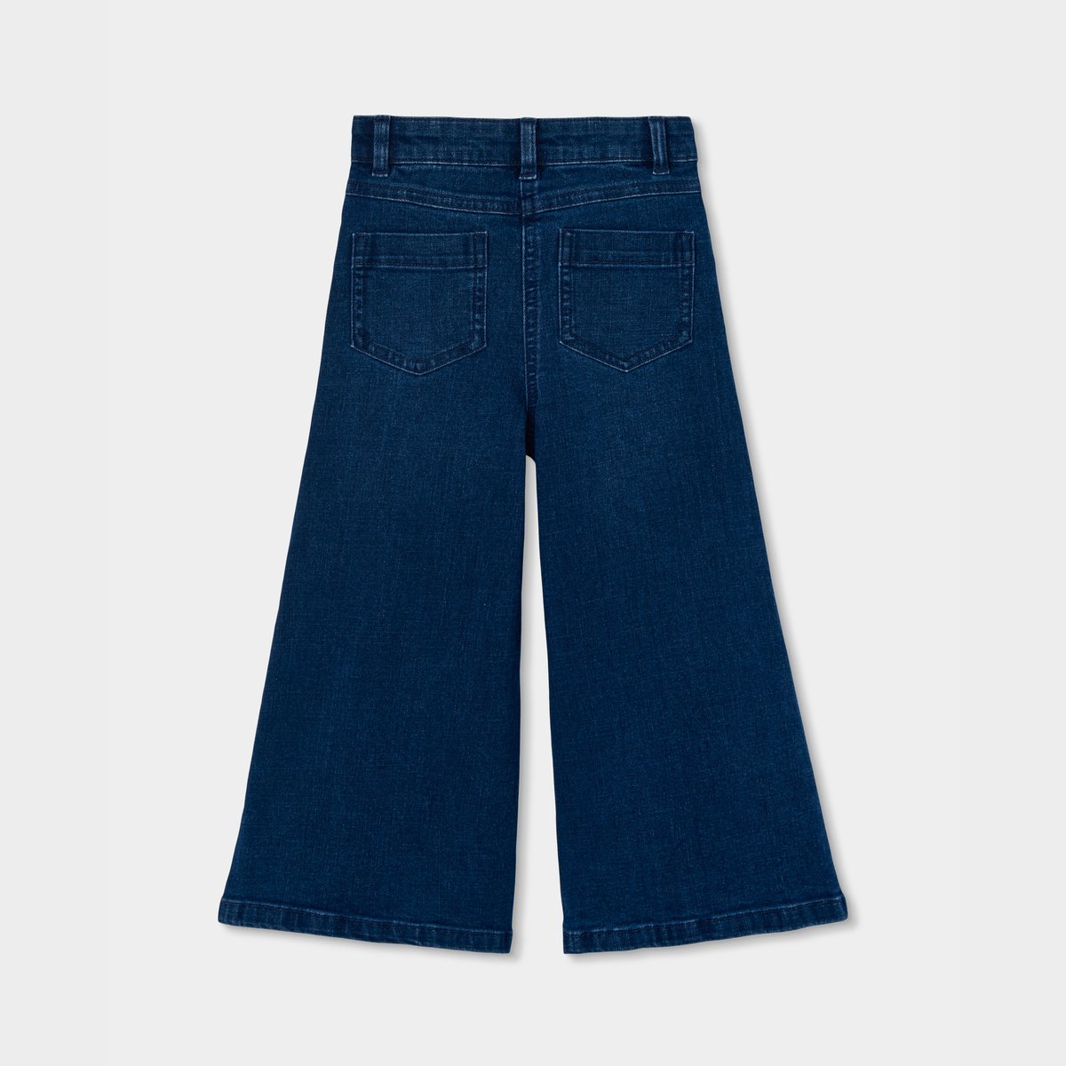 Pantalon denim fille wide leg élastique bleu, BOBOLI