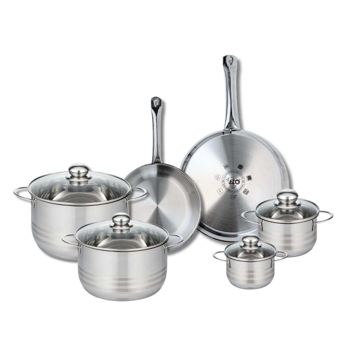 2 poêles 24/28cm + 4 faitouts 12/14/20/24cm PROFI BRILLANT gris, ELO