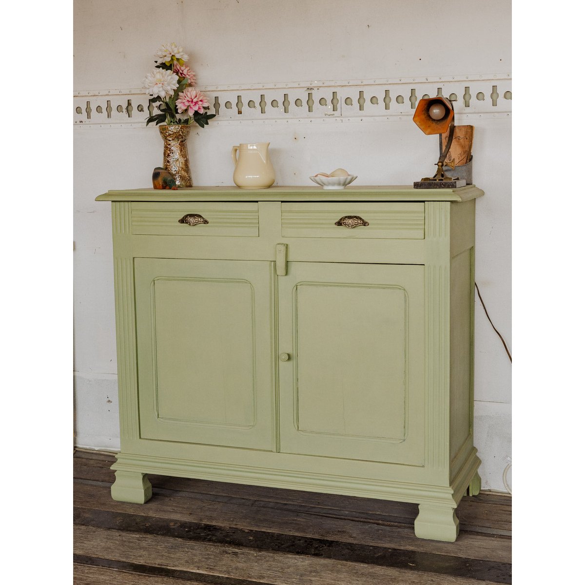 Buffet en bois vert Gilbert N°1883 - Bon état vert, DEBONGOUT