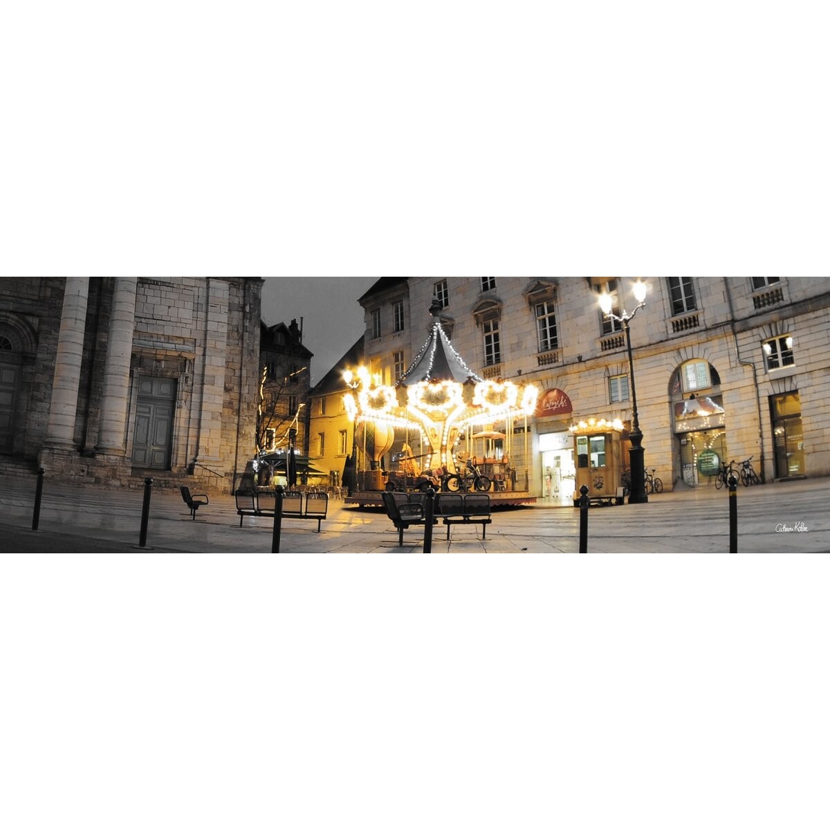 Tableau Mural Place Du 8 Septembre Besançon CONTEMPORAIN URBAIN tableaux sur toile-jaune, CEANOTHE