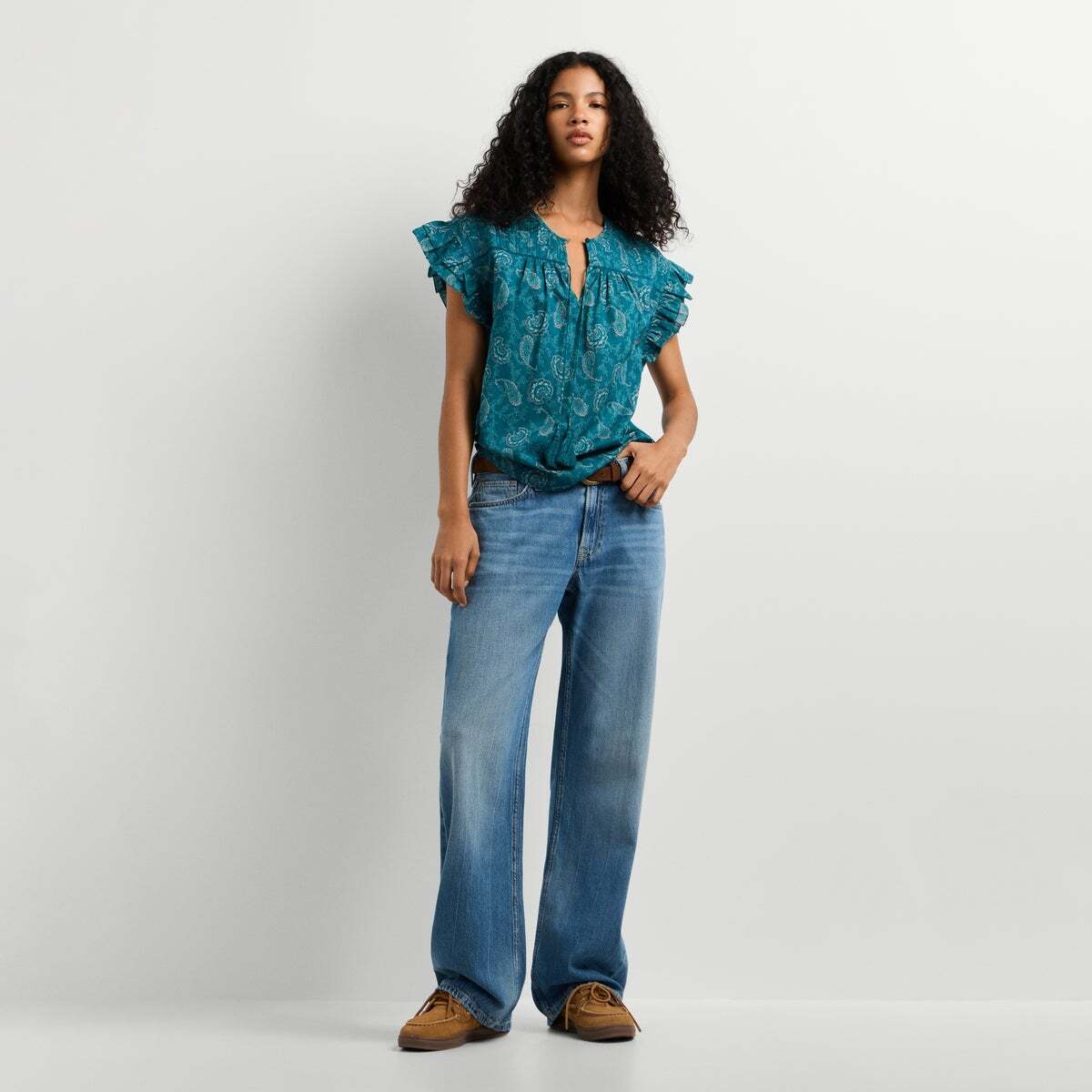 Blouse Fluide Sans Manches vert canard, PEPE JEANS