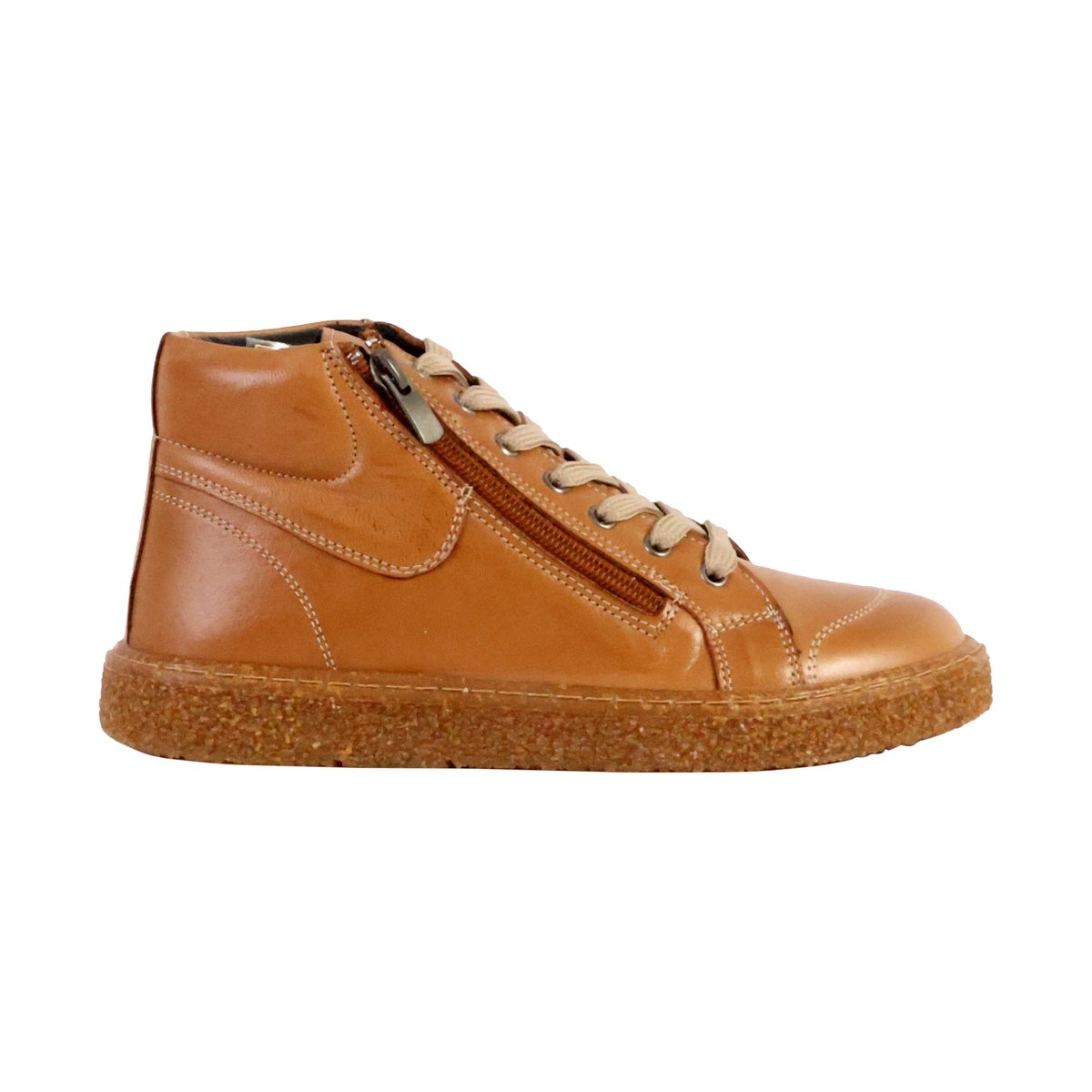 Basket Montante Cuir Alénoa camel, THE DIVINE FACTORY