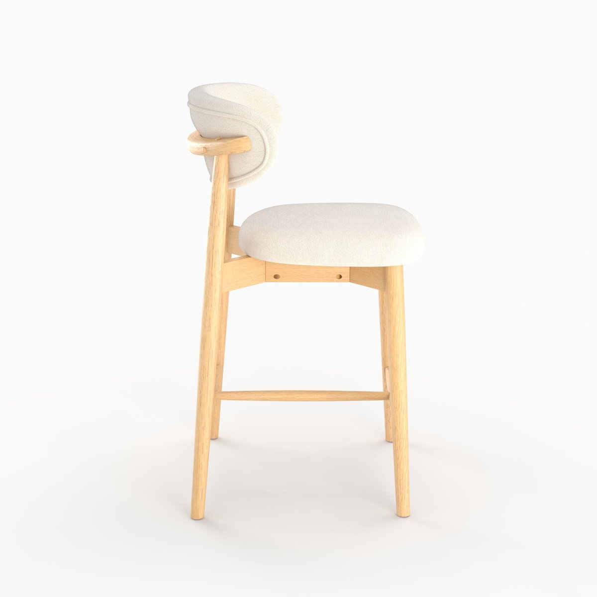 Lot de 2 chaises pour ilot central 64,5 cm en tissu et bois d'hévéa - YUNA beige, MAISON PAVANE