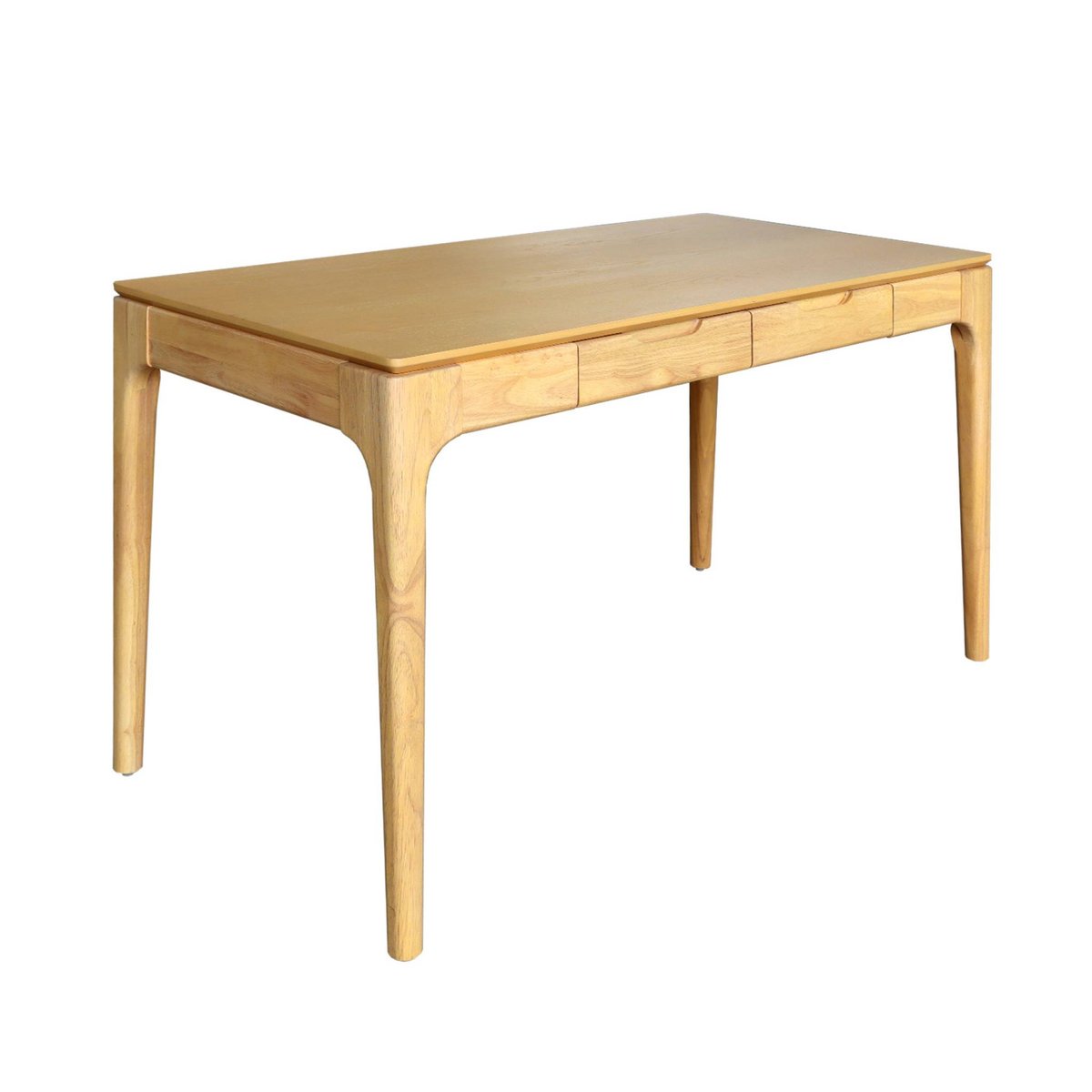 Bureau bois d'hévéa placage frêne 2 tiroirs ALIENOR naturel, SWEEEK