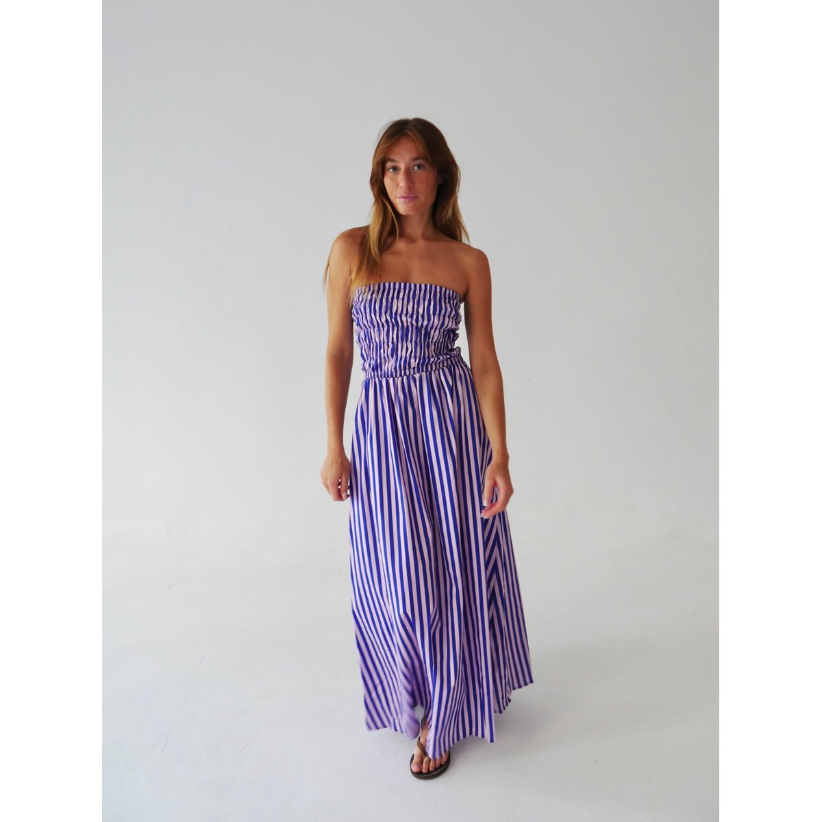 Robe longue bustier rayée EMILY bleu / rose, MINDTRAVELER