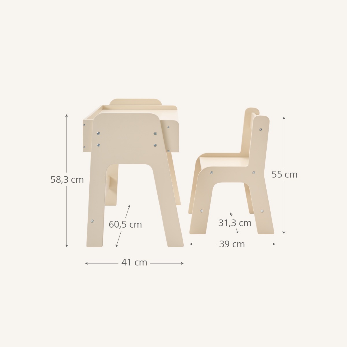 Bureau enfant et sa chaise «Lune» PA_LUNE beige, PETITE AMELIE