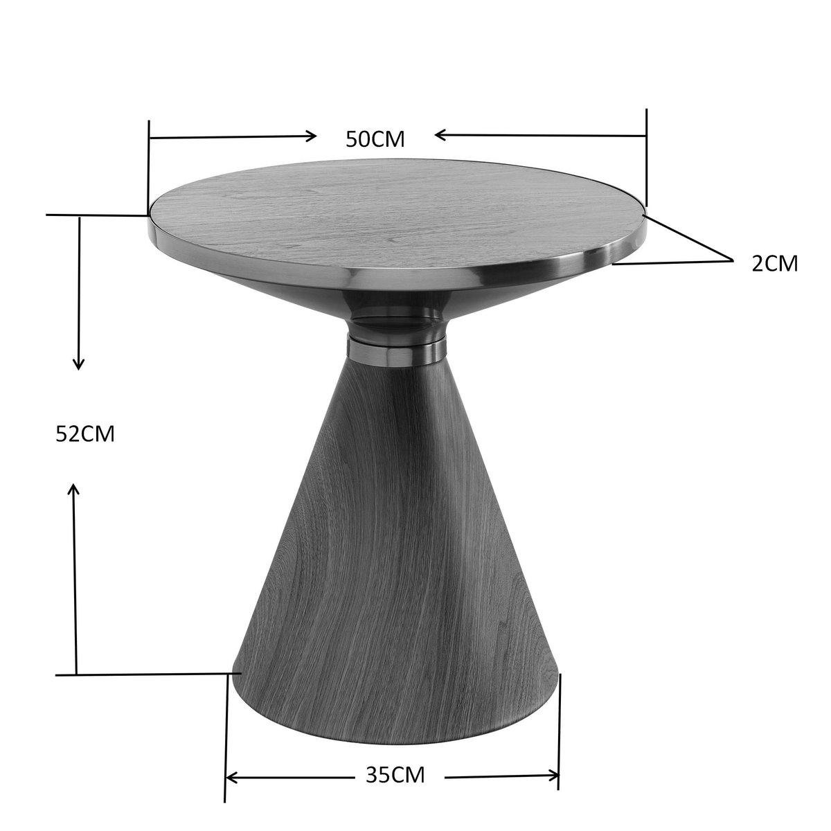Table d'appoint ronde, CONO céramique et noyer, KARE DESIGN