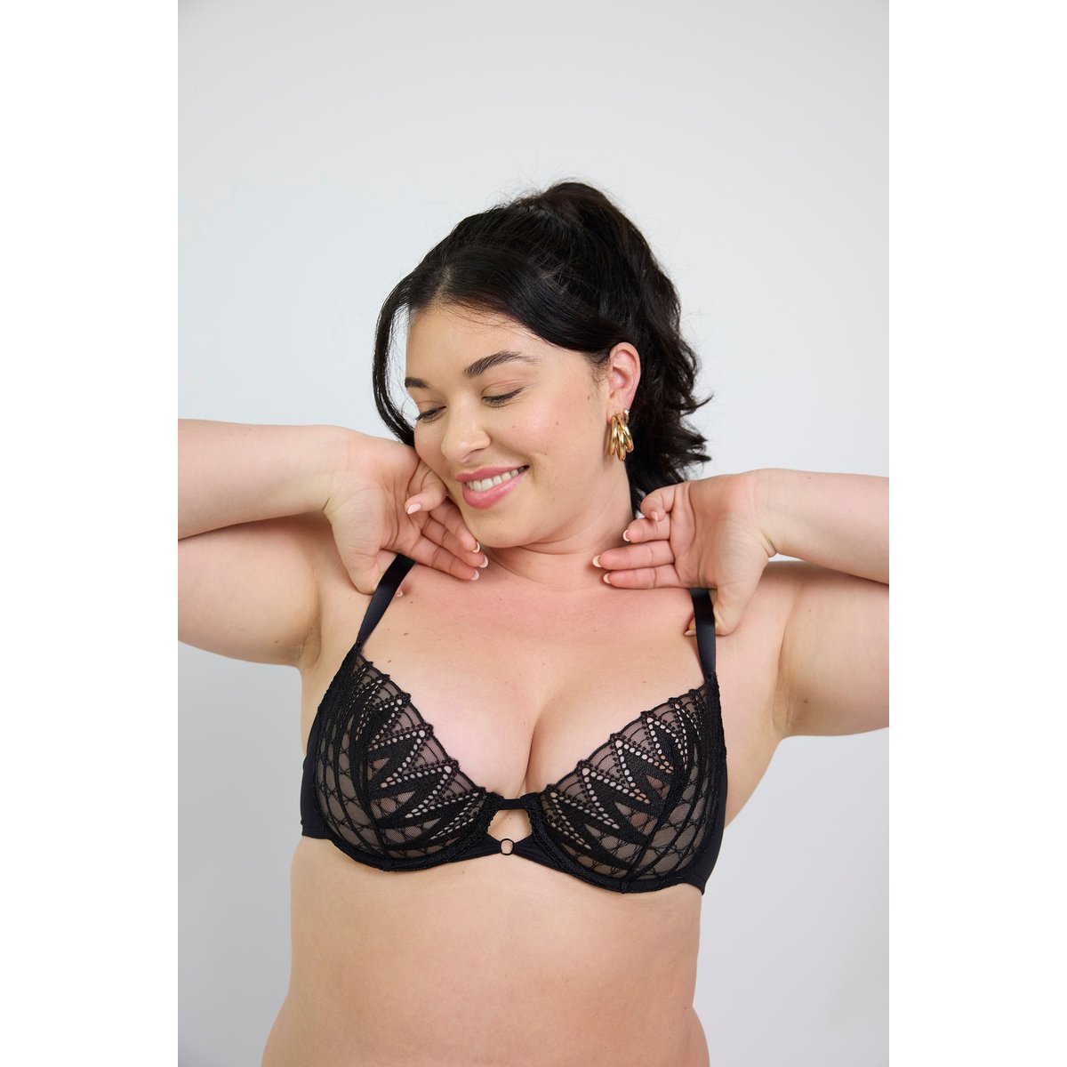 Soutien-gorge corbeille armaturé en broderie DREAMCATCHER noir, MAISON LEJABY