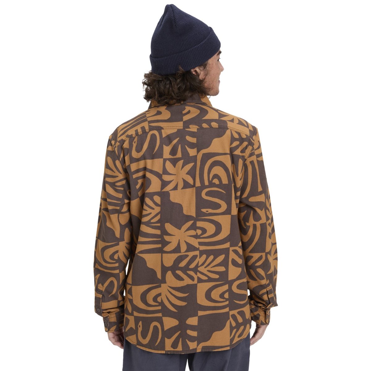 Chemise manches longues MOTHERFLY PRINTED marron almond desert checker, QUIKSILVER