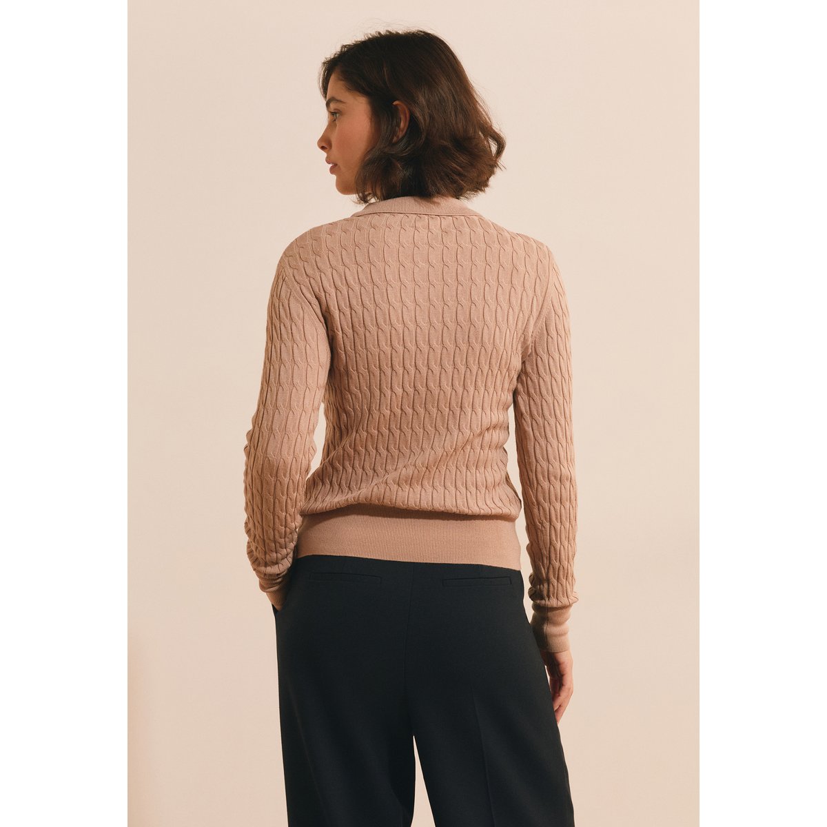 ETAM PULL LAURE POLO - PULL ML taupe, ETAM