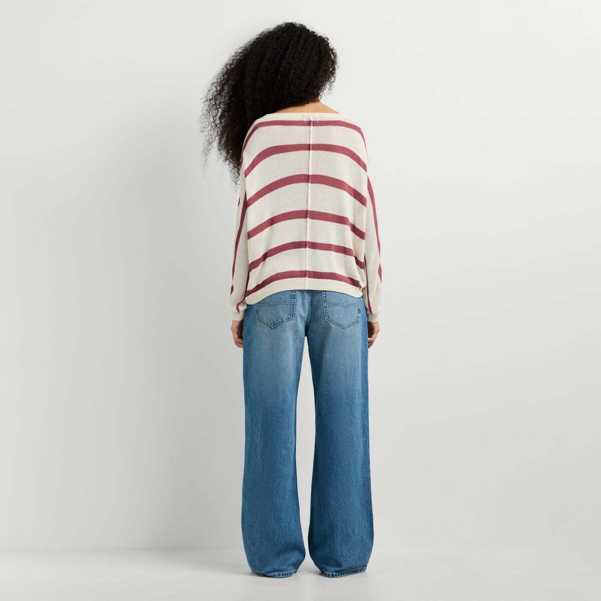 Pull En Maille À Rayures rose foncé, PEPE JEANS