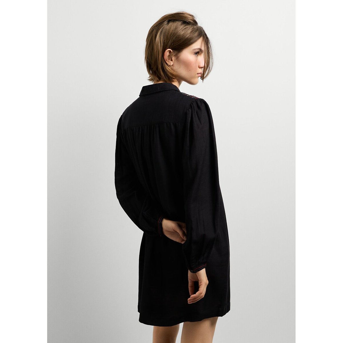 Robe manches longues avec détails broderie noir, PEPE JEANS