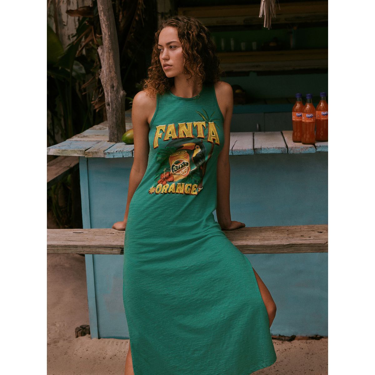 Robe midi en jersey sans manches fanta vert, NEXT