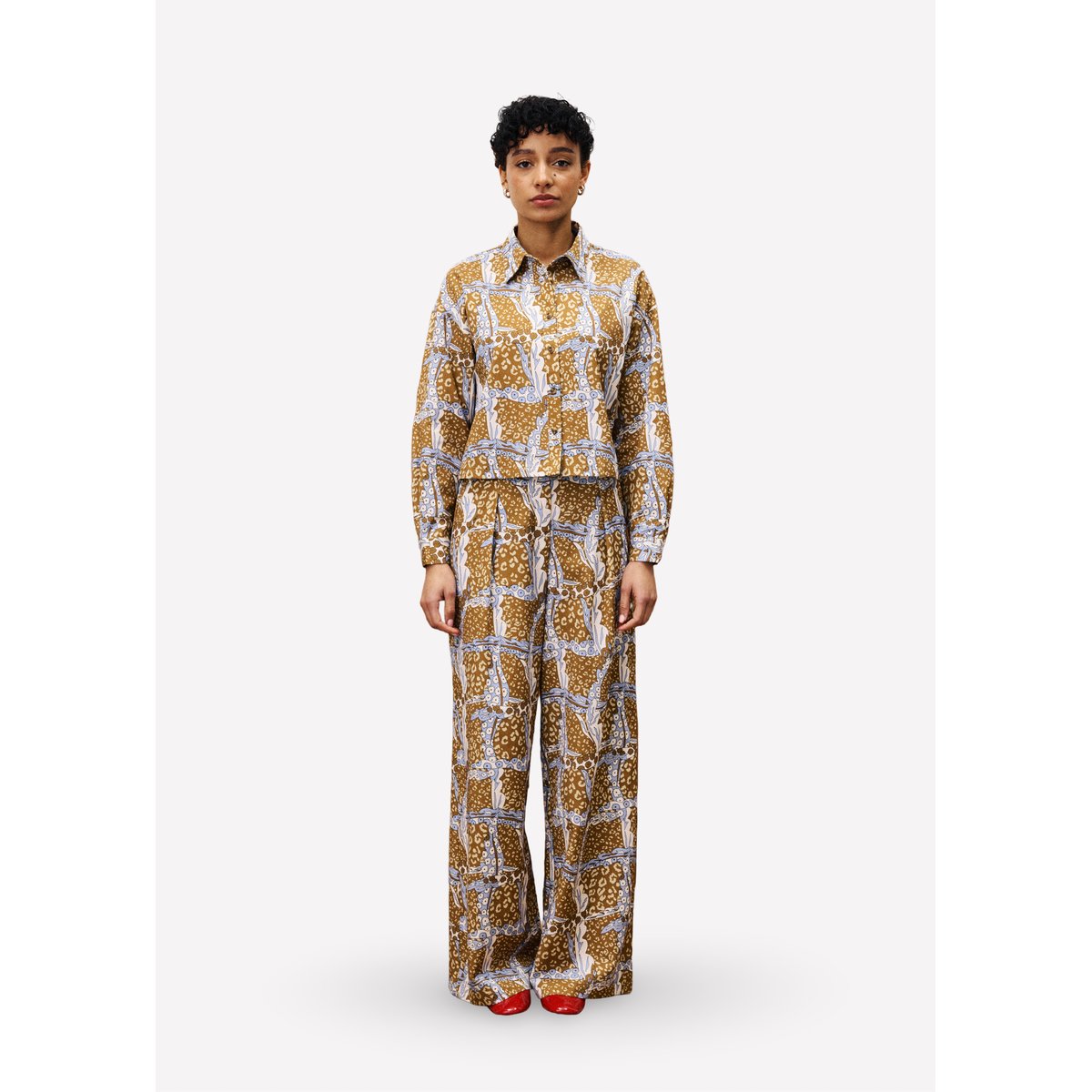 Chemise  en coton PAMPA leo marron ocre, FRNCH