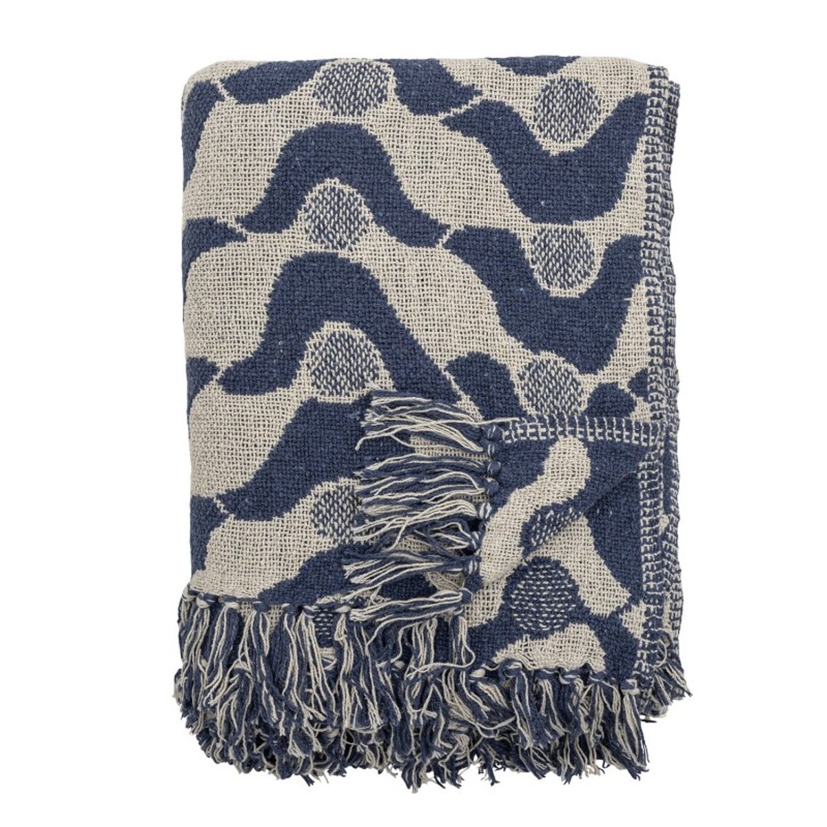 Plaid recyclé motif contemporain  SANTENA bleu, BLOOMINGVILLE