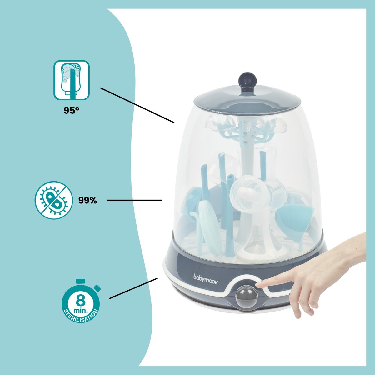 Stérilisateur 2 en 1 Turbo Steam plus bleu, BABYMOOV