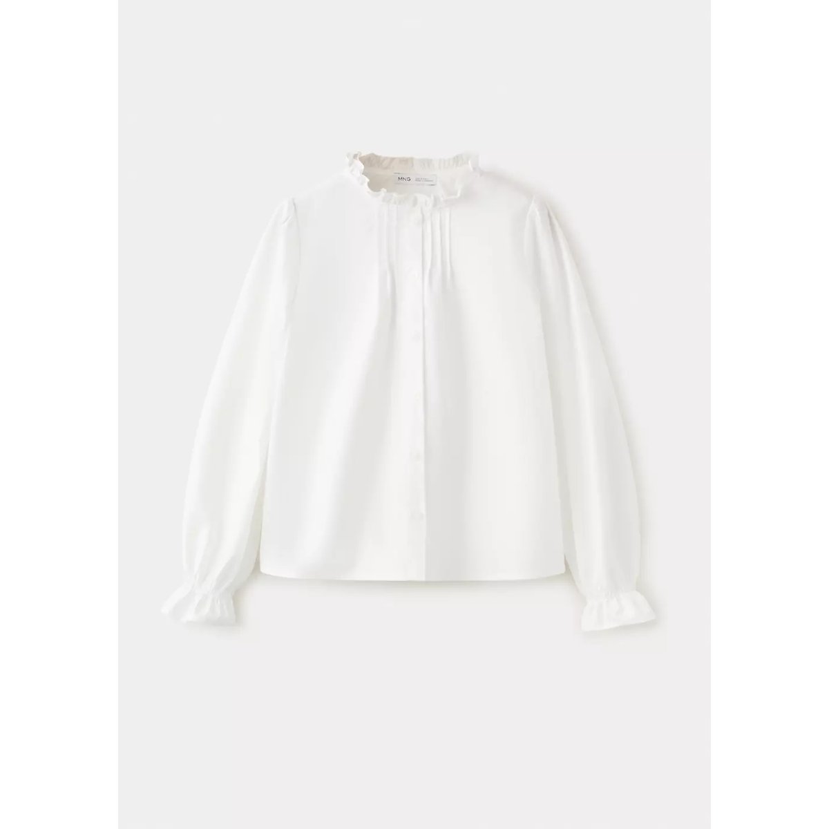 Chemise coton détails froncés blanc, MANGO KIDS