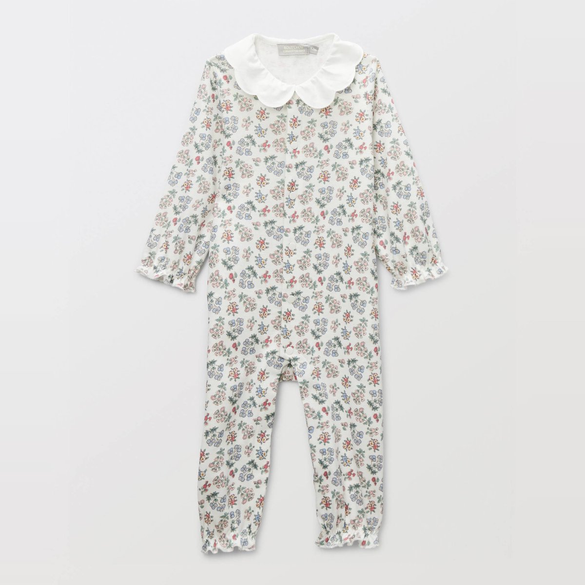 Dors-bien sans pieds imprimé en coton BIO GOTS ecru, BOUT'CHOU