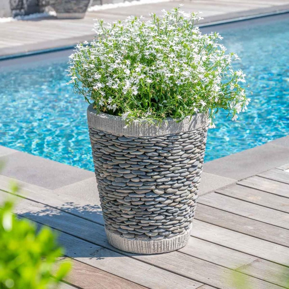Pot bac jardinière galet conique rond gris, WANDA COLLECTION