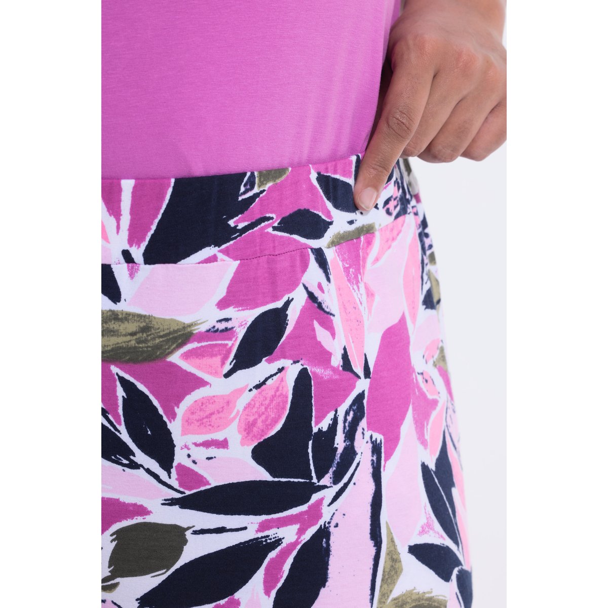 Pantalon en jersey à fleurs rose vif, ULLA POPKEN