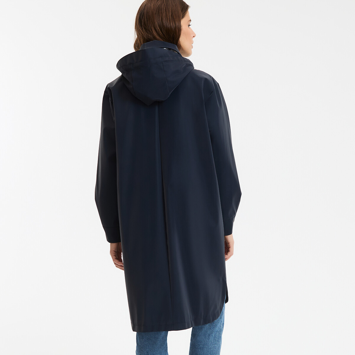 Signatures Prisca Oversized Waxed Jacket with Hood navy blue, LA REDOUTE COLLECTIONS