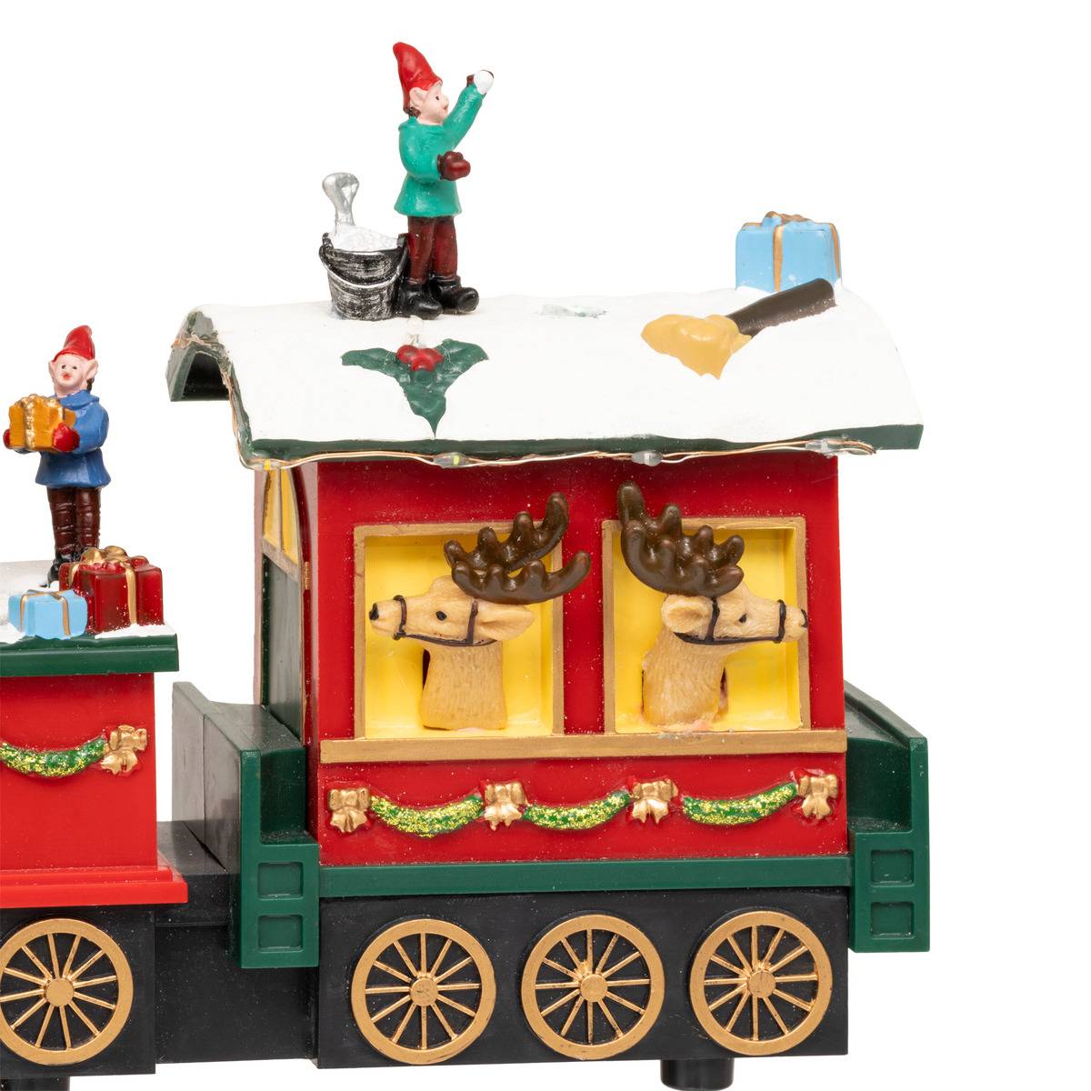 Village lumineux train Père Noël bonhomme de neige 12 LED musical avec mouvement GLYNN multicolore, ATMOSPHERA