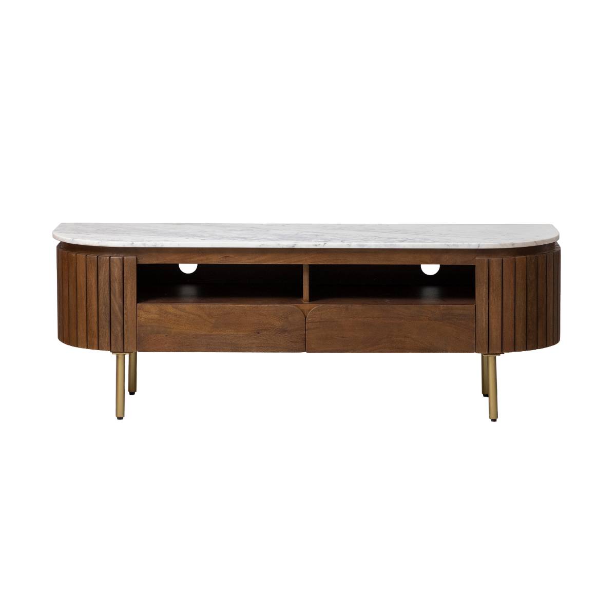 Meuble TV en bois de manguier SIENNE bois foncé, MADE IN MEUBLES