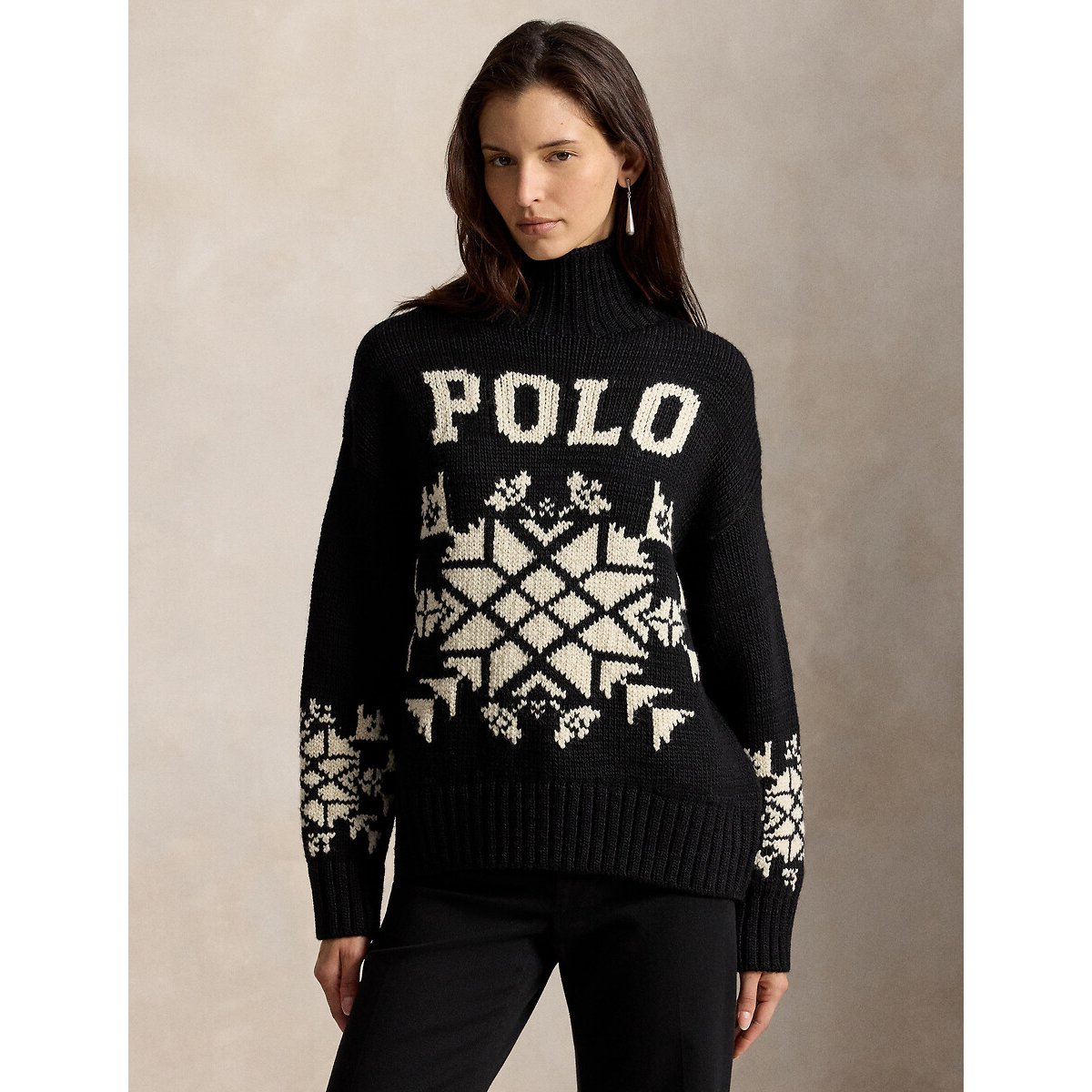 Pull col montant avec étoile des neiges noir/crème, POLO RALPH LAUREN