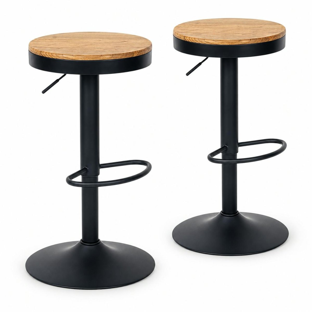 Tabouret de bar en métal réglable (lot de 2) LEEDS noir, PIER IMPORT