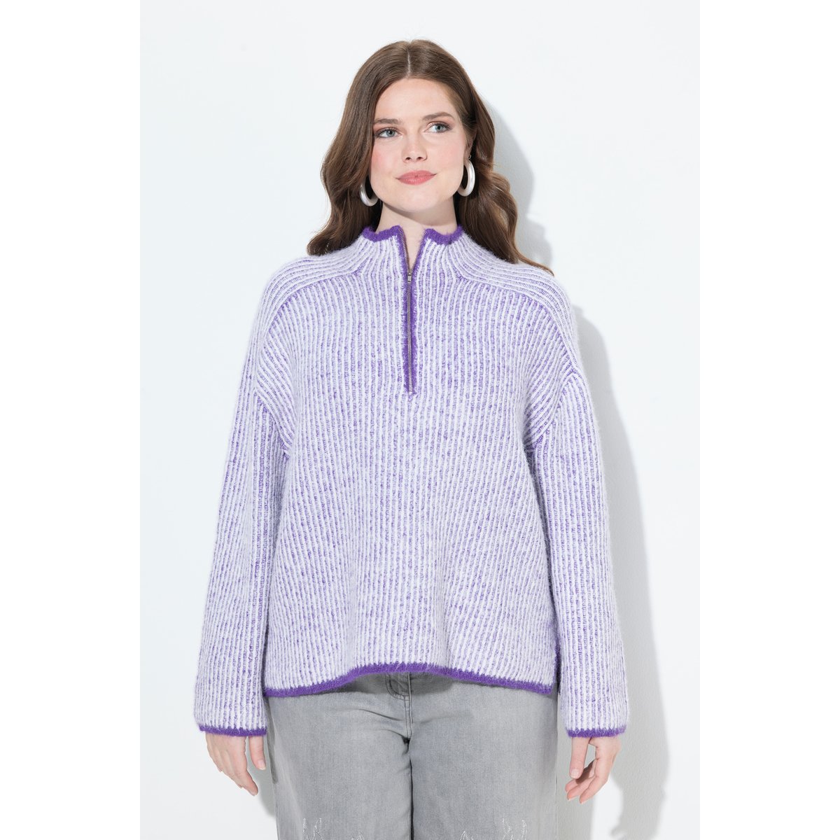 Pull camionneur à manches longues violet, ULLA POPKEN
