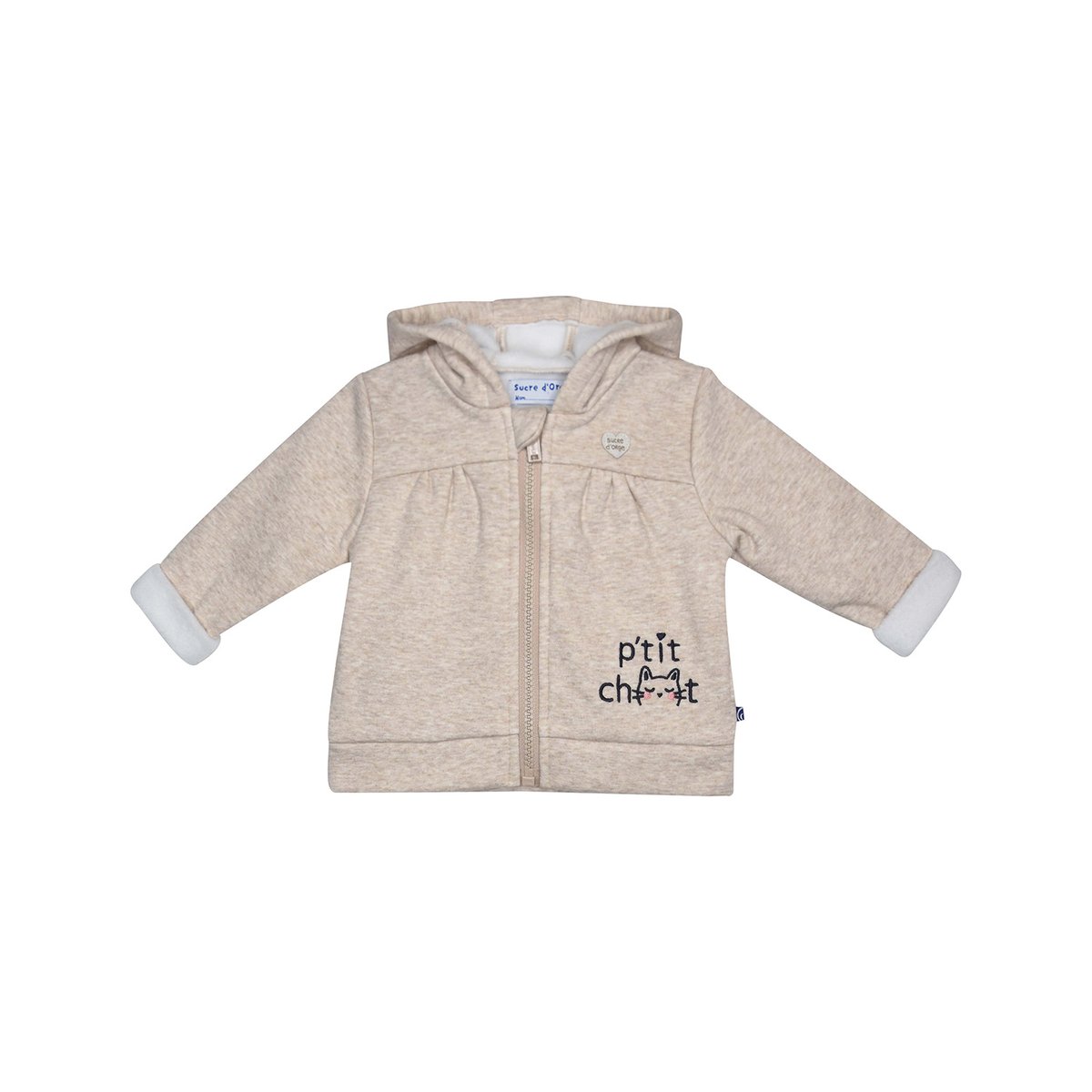 Cardigan iveline molleton bebe beige, SUCRE D'ORGE