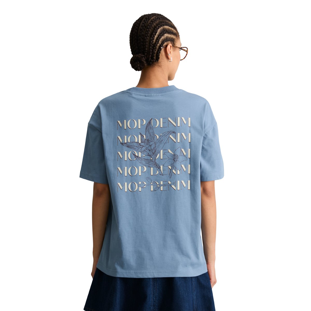 T-shirt de base relaxed en coton organique bleu, MARC O’POLO DENIM