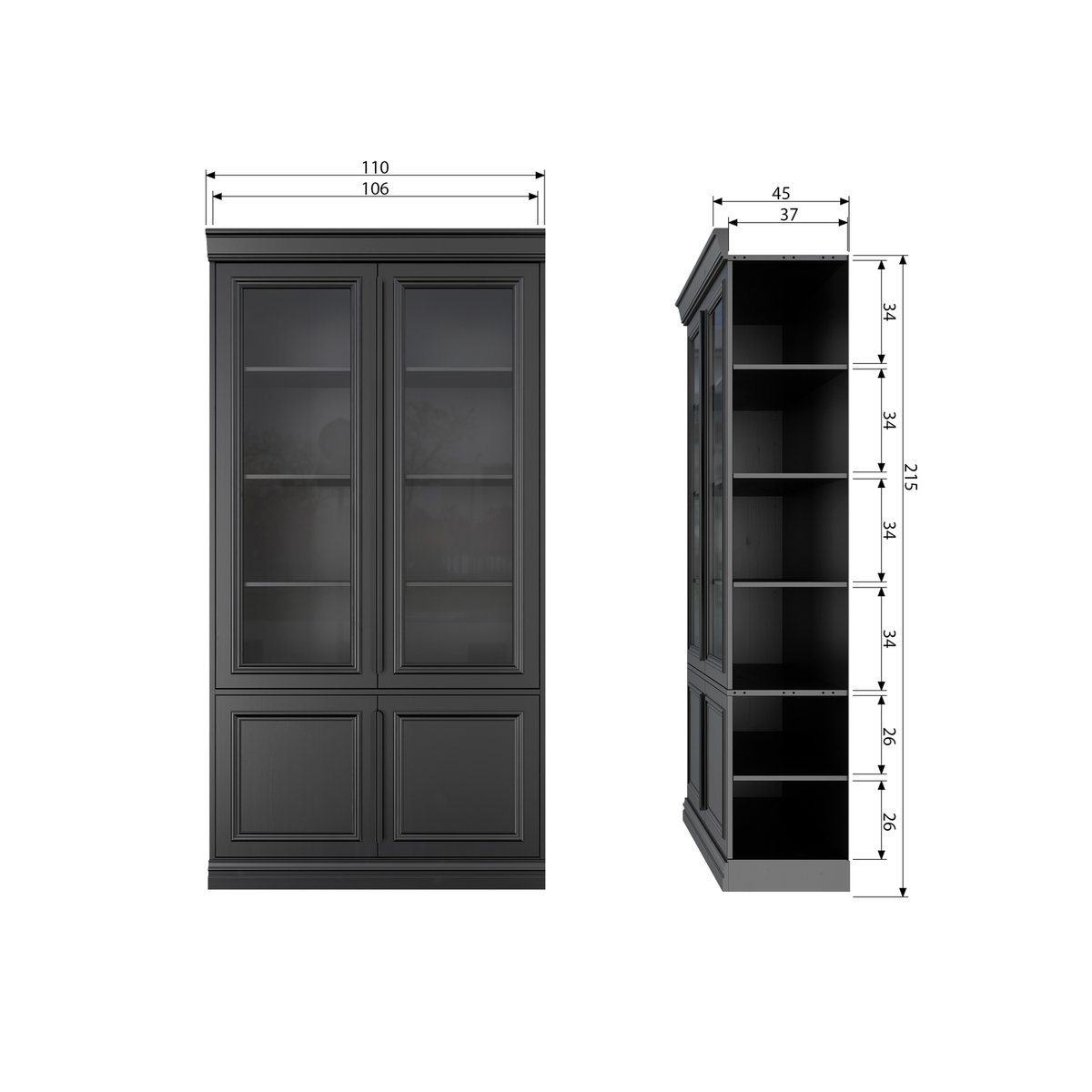 Vitrine en pin et verre ORGANIZE noir mat, WOOOD