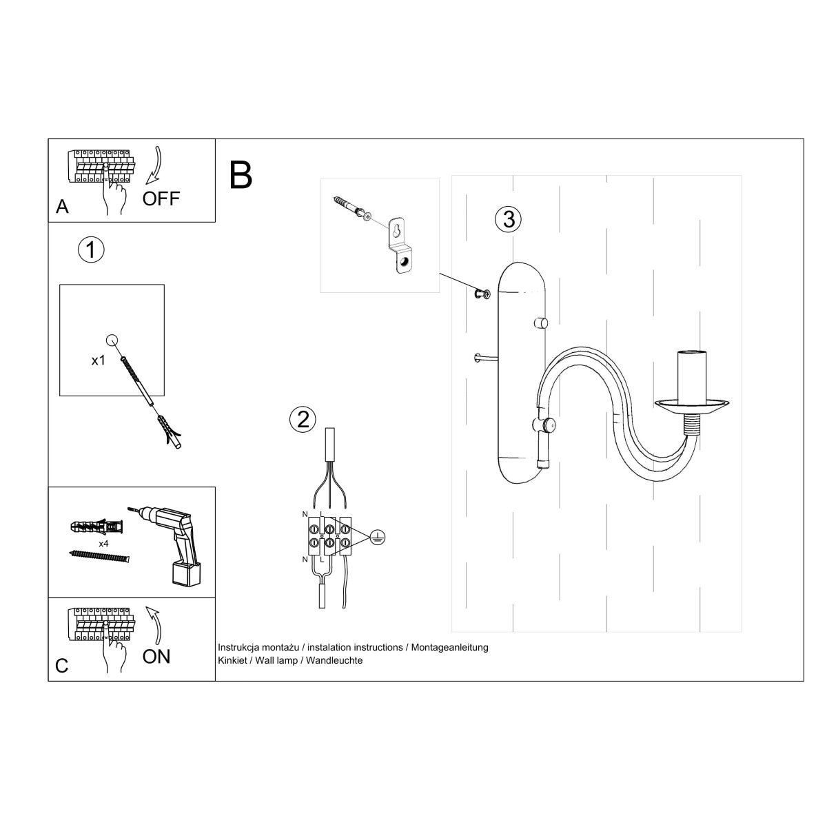 Applique Acier Blanc E14 1 Minerwa blanc, EDEN