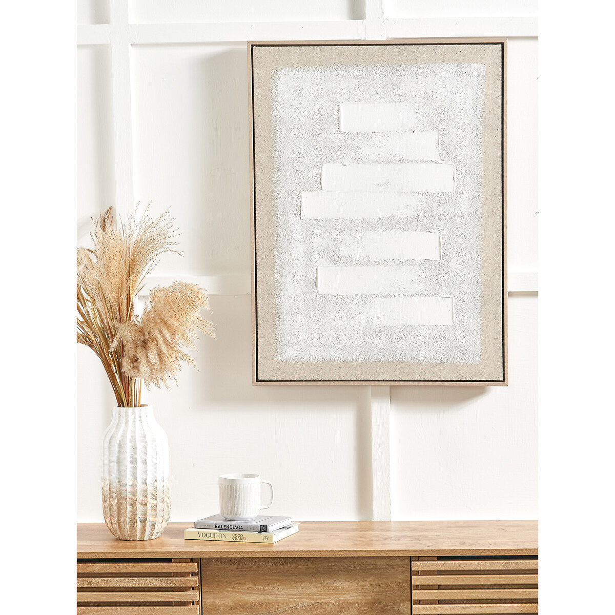 80 x 60cm White & Natural Textured Canvas with Natural Frame white/natural, ÉDITÉ