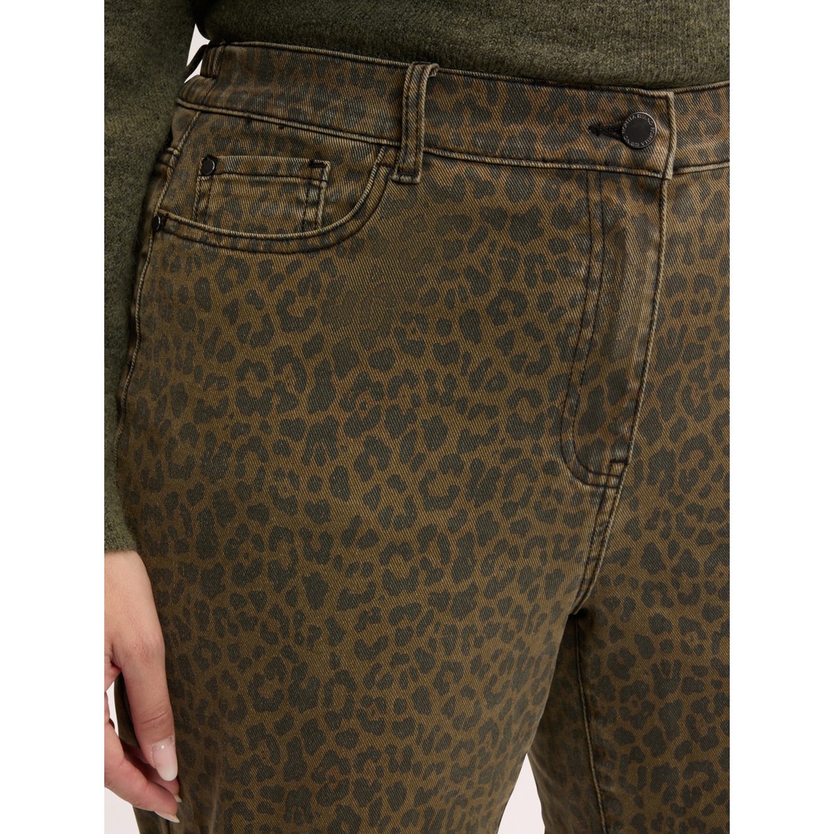 Jean Barrel imprimé animalier verde militare, FIORELLA RUBINO