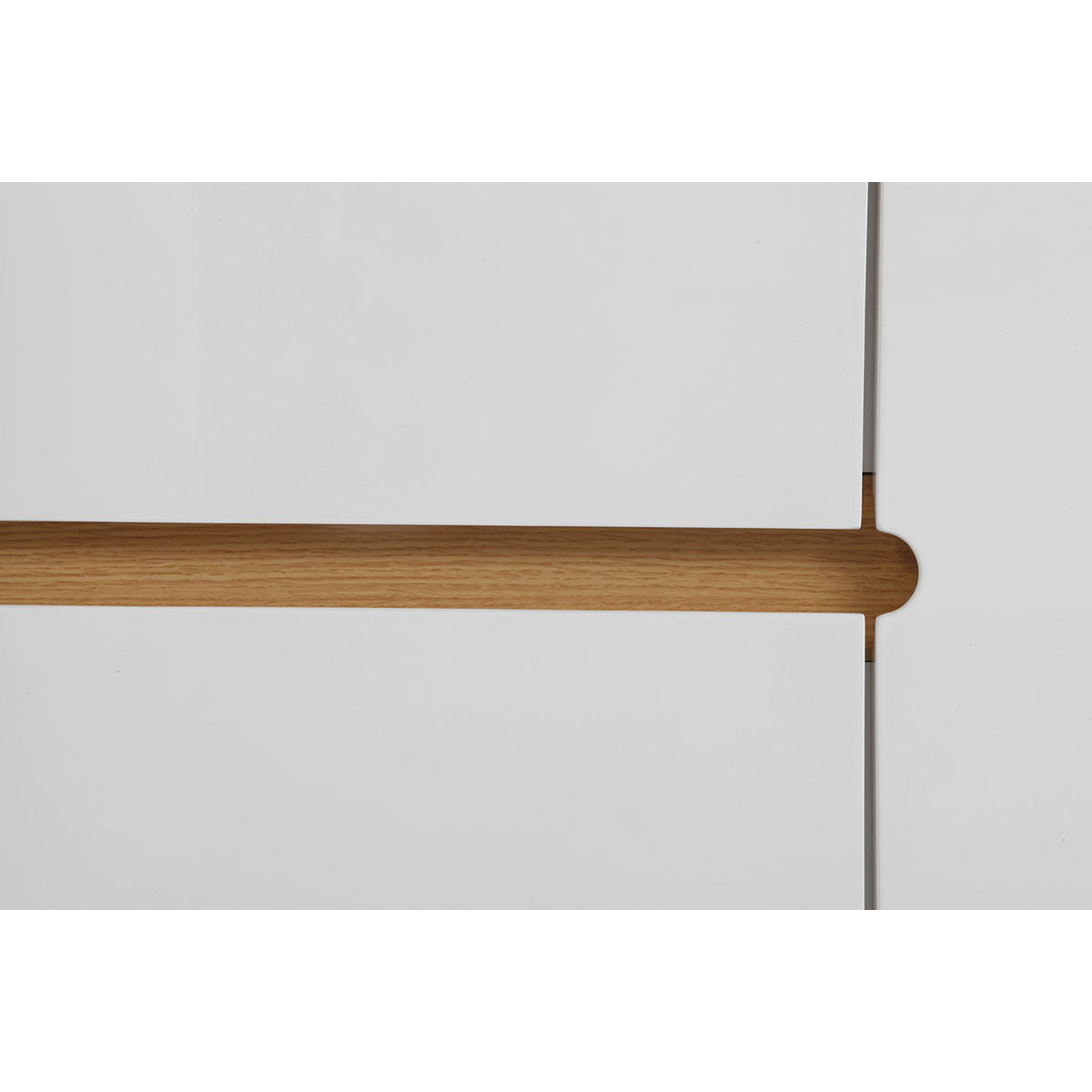 Buffet scandinave blanc laqué brillant et finition bois clair 2 portes 2 tiroirs L160 cm MELKA blanc, MILIBOO