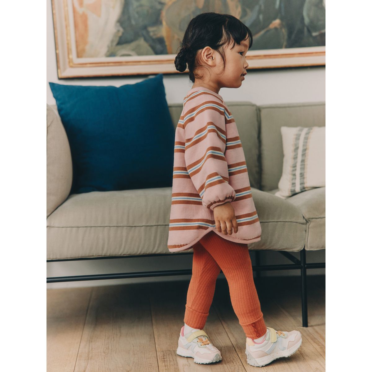 Ensemble sweat et legging rayures roses/crème, NEXT