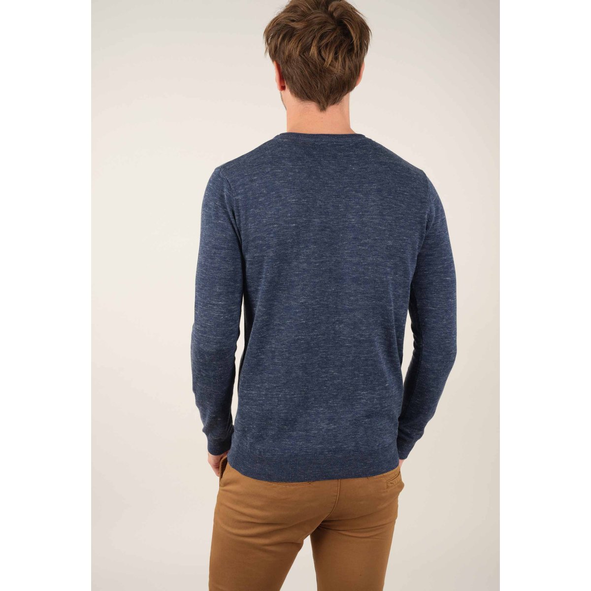Pull basique en maille SINGLE indigo mel, DEELUXE