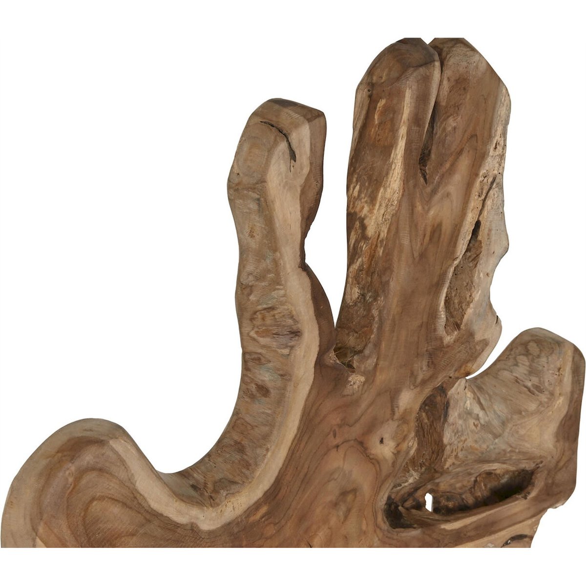 Sculpture décorative teck et fer, TALLAS INDO teck naturel et socle noir, RECOLLECTION