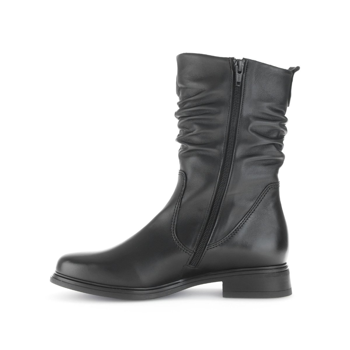 Bottines mid en cuir lisse à talon décroché noir lisse, GABOR