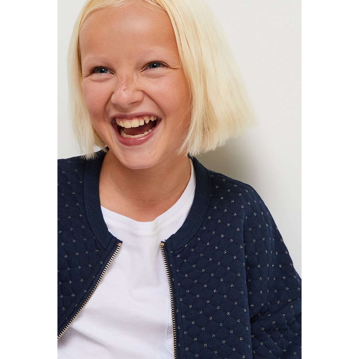 Cardigan en molleton quilté uni, certifié OEKO-TEX bleu marine, MONOPRIX TEENS