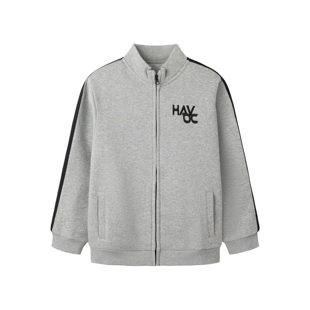 Sweat Zippé gris - grey melange1, NAME IT