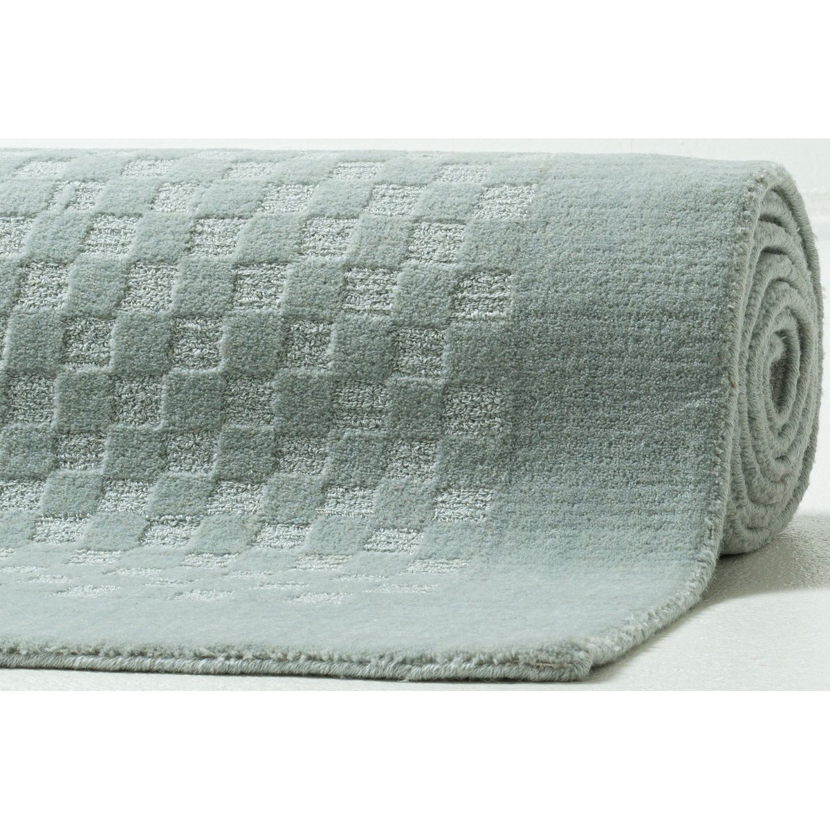 Tapis en laine vierge tissé main argent, THEKO