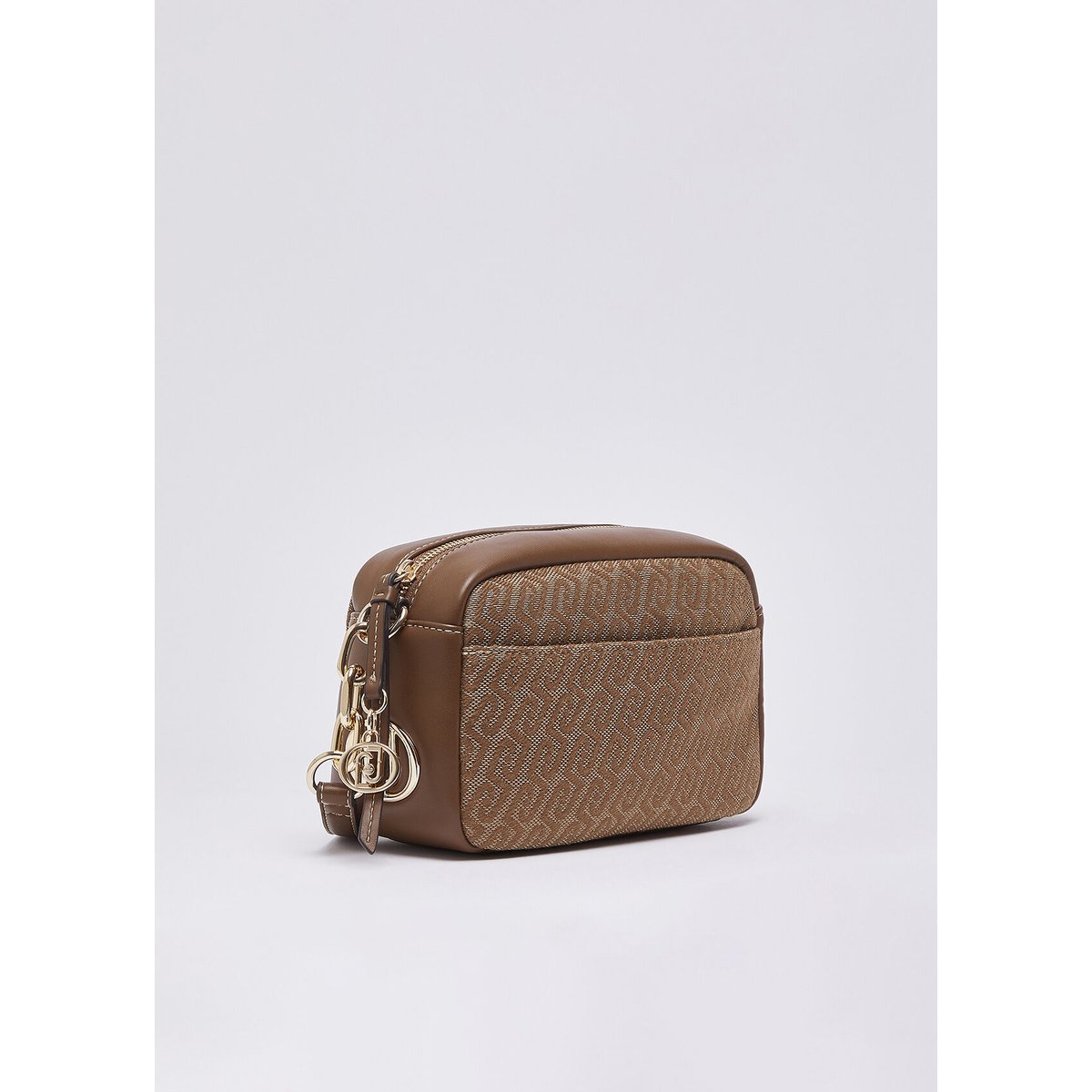 Sac bandoulière moyen en jacquard beige, LIU JO