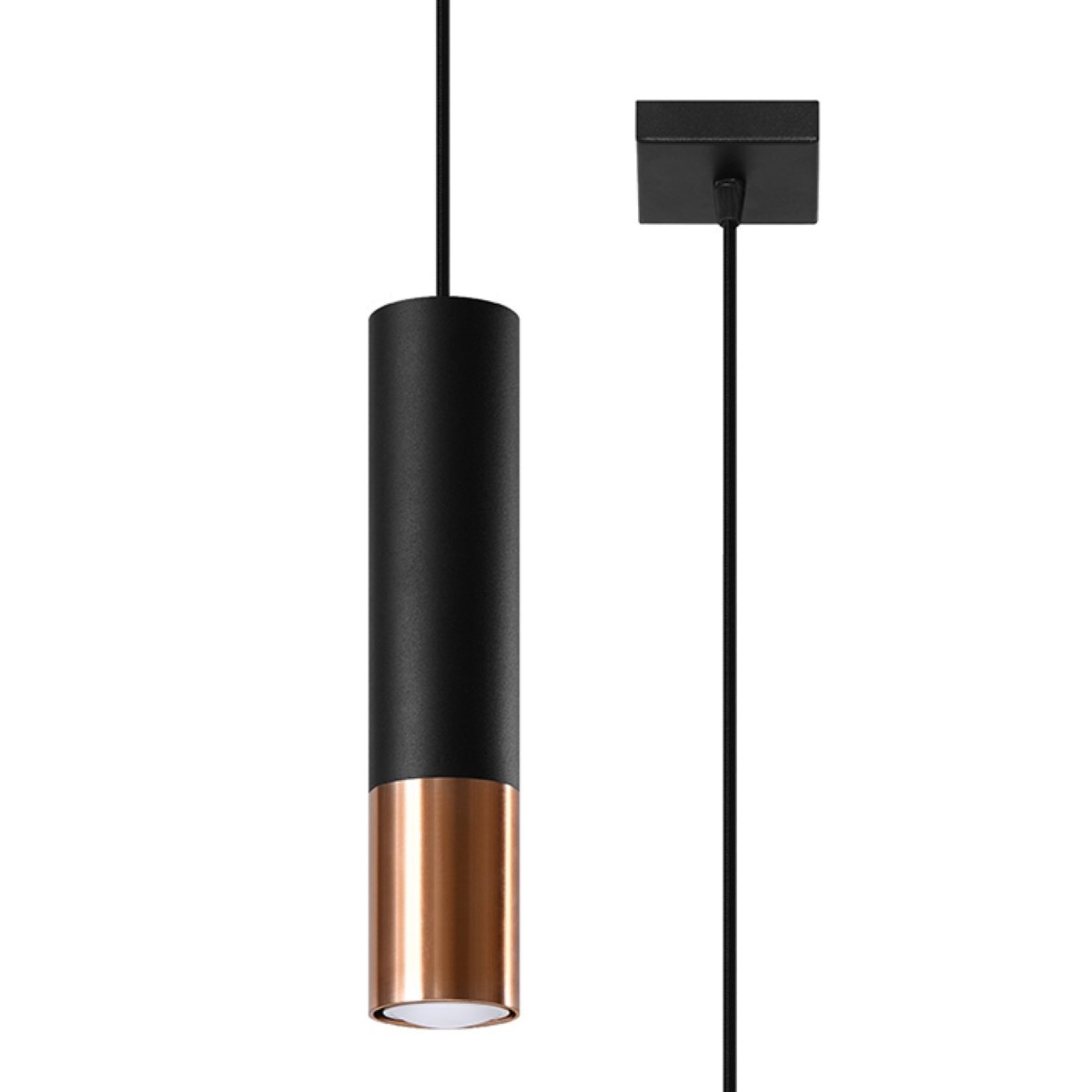 Suspension Acier Noir/Cuivre GU10 1 Loopez noir, EDEN