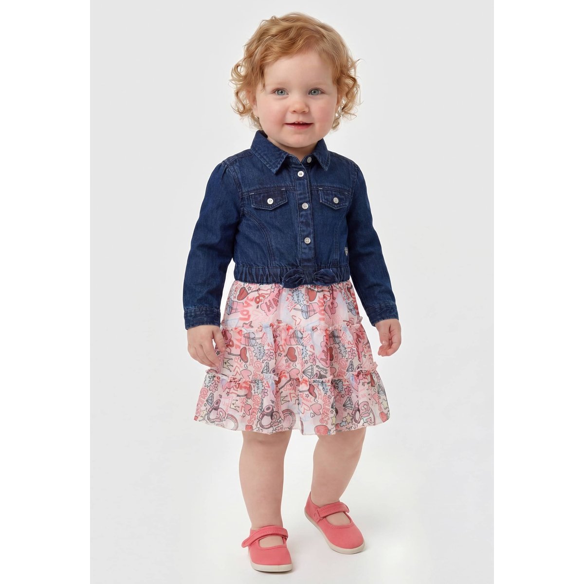 Denim Imprimé Dress bleu, GUESS KIDS