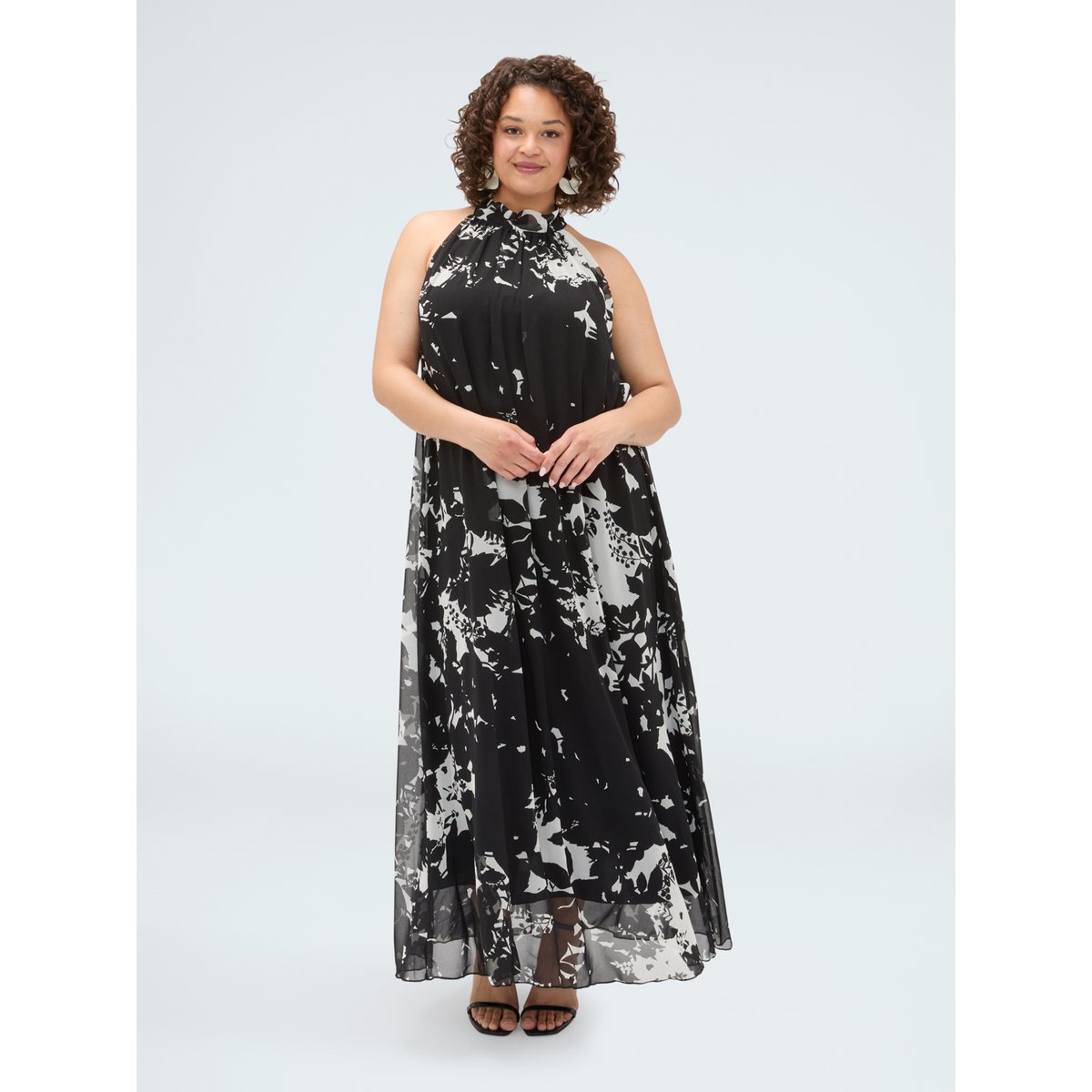 Robe longue Free imprimé foliage noir, FIORELLA RUBINO