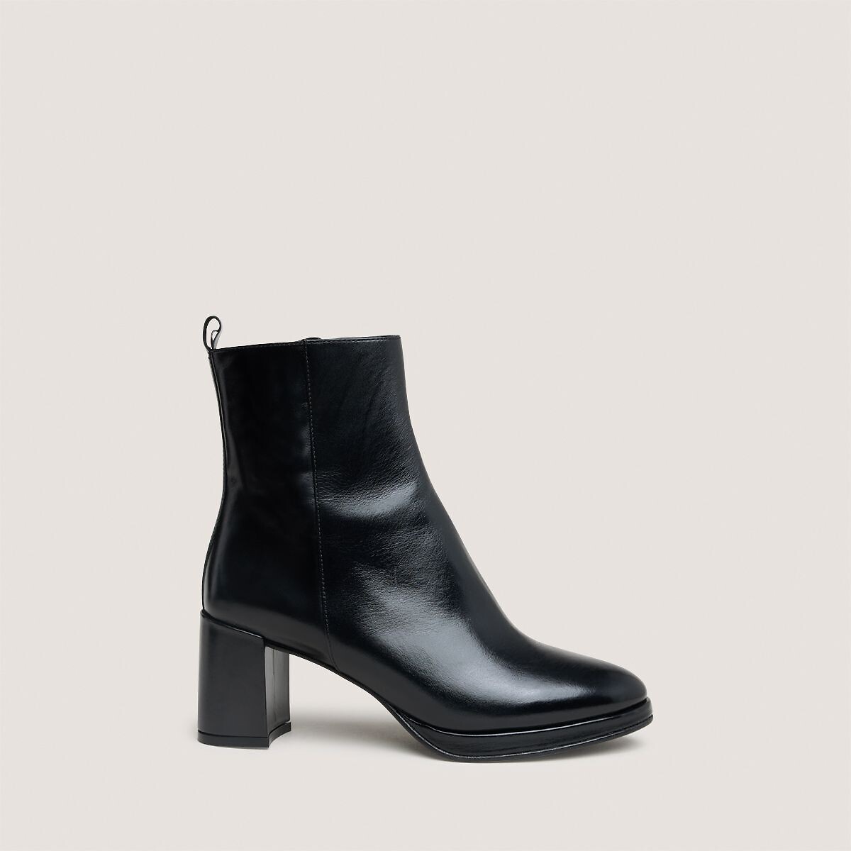 Dibrina heeled leather ankle boots black, JONAK