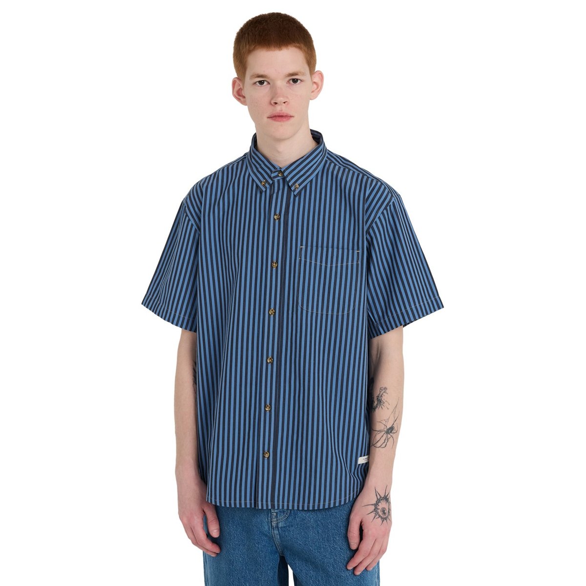 Chemise manches courtes REGULAR BUTTON DOWN bleu riviera/offblack, ELEMENT